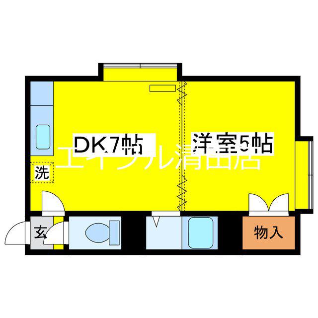 南郷パークハイツ(1DK/2階)の間取り写真