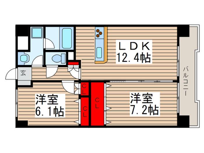 プログレス(2LDK/4階)の間取り写真
