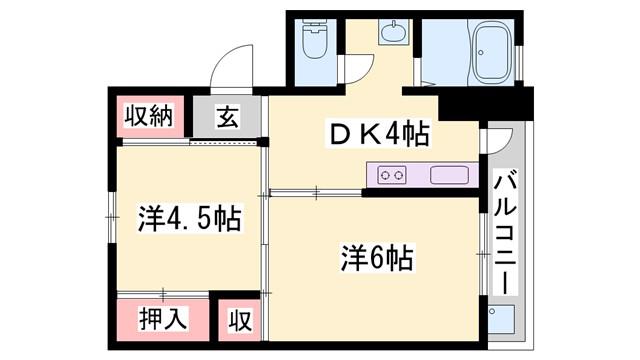 ビレッジハウス粟生(2K/2階)の間取り写真