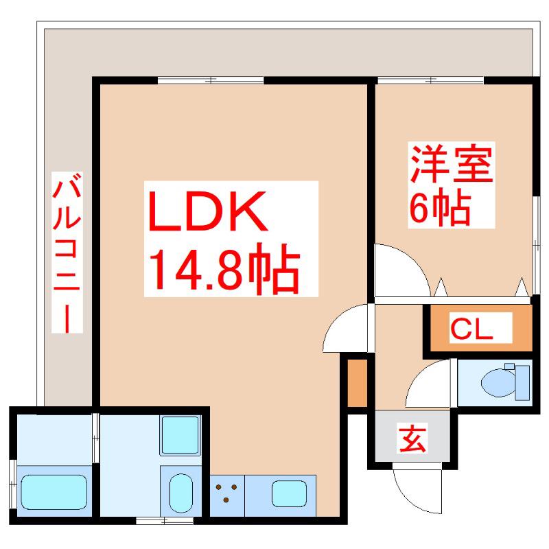 玉江アパート(1LDK/2階)の間取り写真