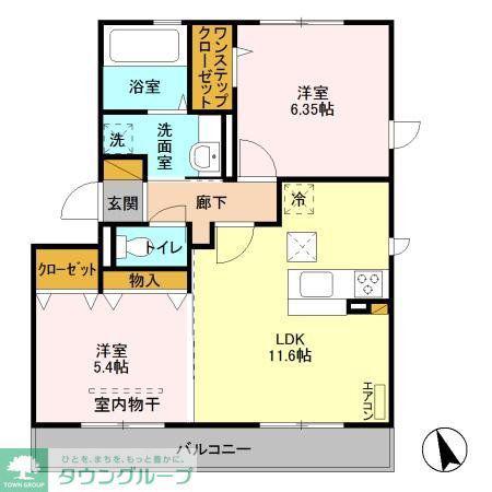 レセンテ小仲台(2LDK/2階)の間取り写真