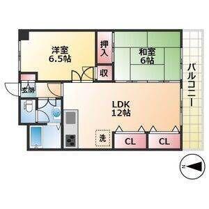 マンション重徳(2LDK/1階)の間取り写真