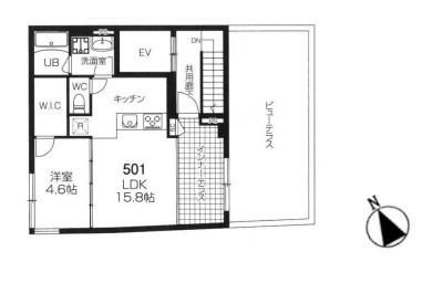 LUCENT COURT 白山(1LDK/5階)の間取り写真