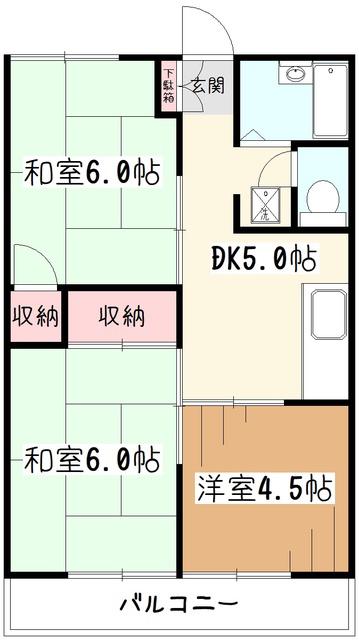 ホワイトキャッスル(3DK/1階)の間取り写真