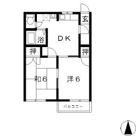 フレグランスモモセ(2DK/2階)の間取り写真