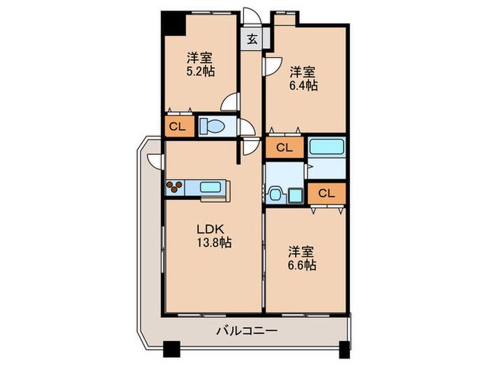 オロマーレ浅川(3LDK/5階)の間取り写真