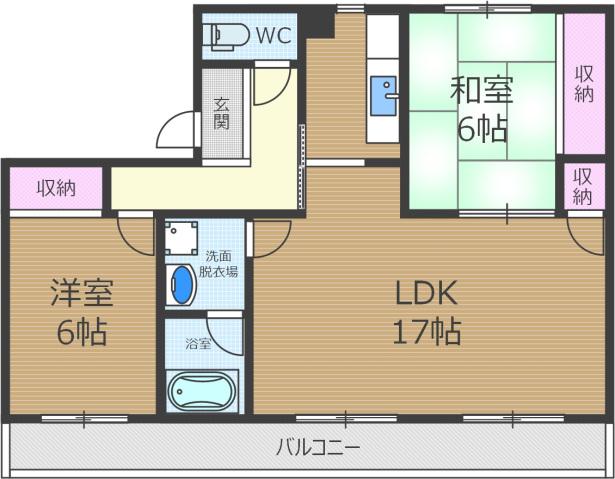 フルカワサニーハイツ(2LDK/2階)の間取り写真