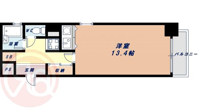 ライオンズマンション西長堀(1K/6階)の間取り写真