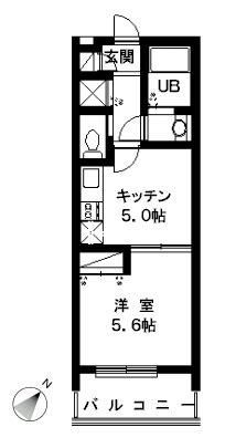 プライム立川(1K/2階)の間取り写真