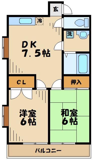 カワイビル(2DK/4階)の間取り写真