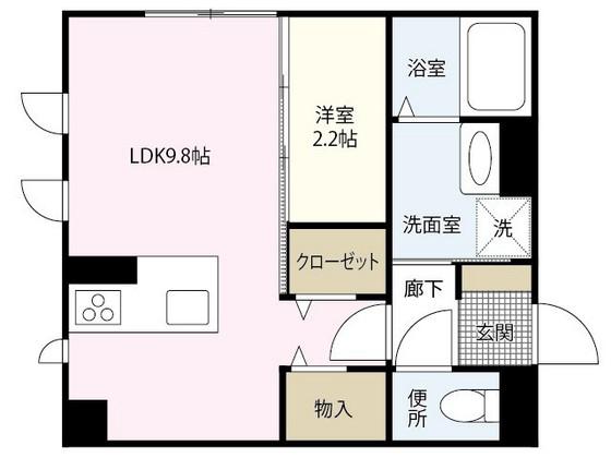 セントラルスクエア庚午(1LDK/1階)の間取り写真