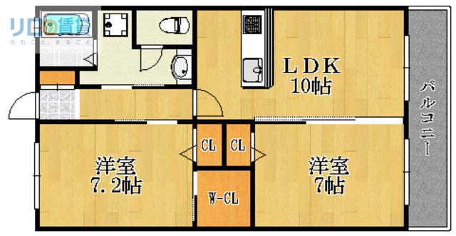ベルドミールS(2LDK/2階)の間取り写真