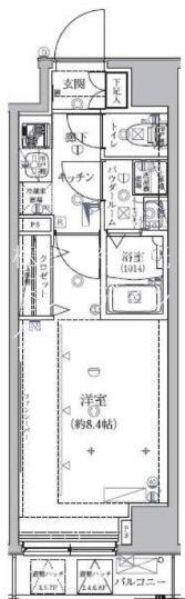 クレイシア桜新町(1K/7階)の間取り写真