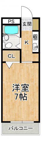 パレドール東山(1K/2階)の間取り写真