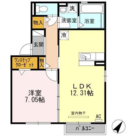 フィオレット A(1LDK/2階)の間取り写真