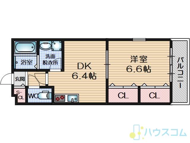 チャルテ高槻富田B棟(1DK/1階)の間取り写真