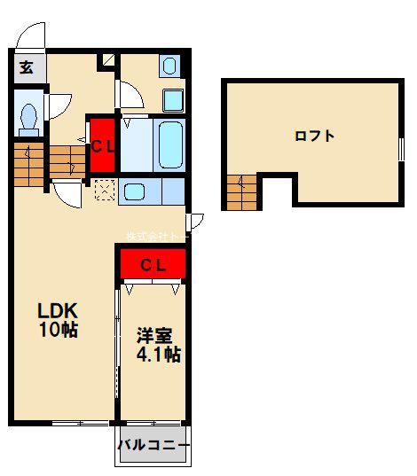 CASA SOLEIL(1LDK/2階)の間取り写真