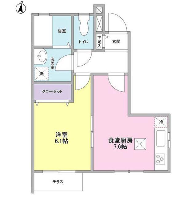 K′Sフラット(1DK/1階)の間取り写真