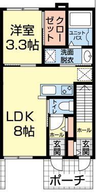 ヒルズ春日(1LDK/1階)の間取り写真