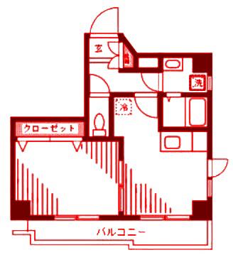 コートロングヒル(1DK/6階)の間取り写真