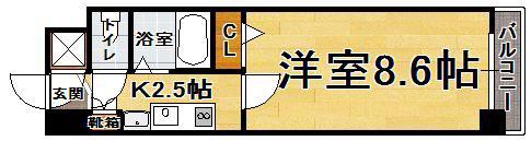 エンクレスト赤坂壱番館(1K/2階)の間取り写真
