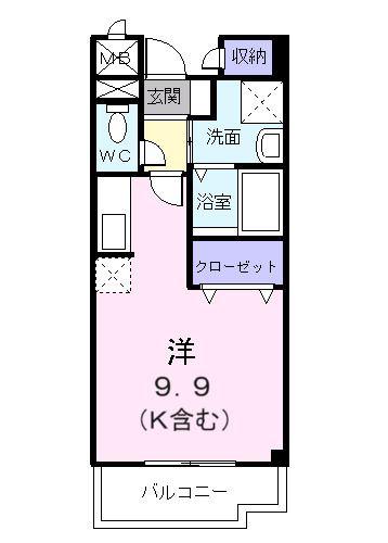 フロリーレン・セキ(ワンルーム/2階)の間取り写真