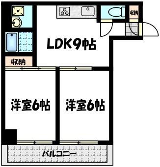 観タワーハウス(2LDK/4階)の間取り写真