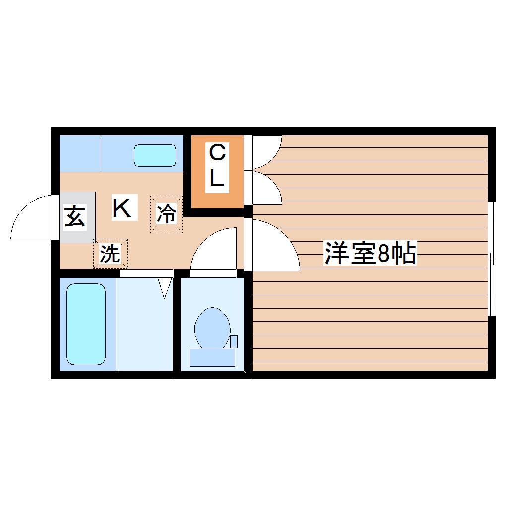 ベルハイツ門前(1K/1階)の間取り写真