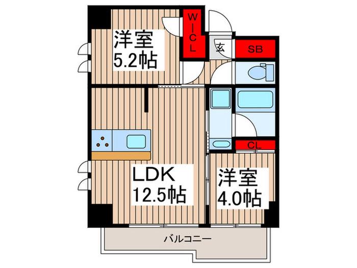 カロータ(2LDK/8階)の間取り写真
