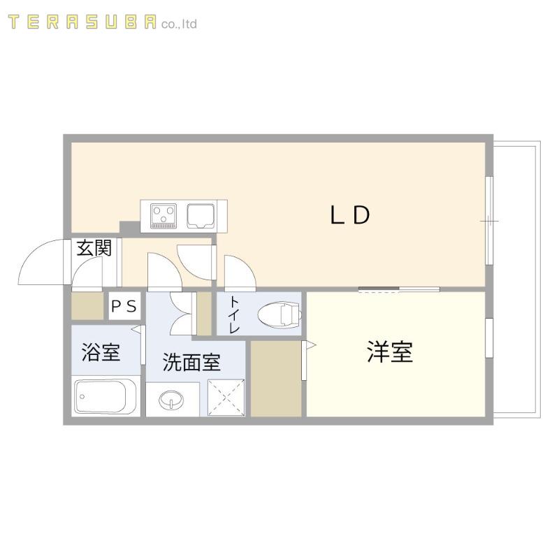 REGINA大分駅南(1LDK/1階)の間取り写真
