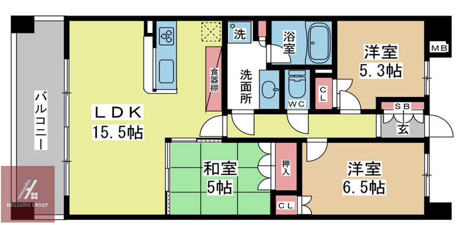 ネバーランド北大阪(3LDK/13階)の間取り写真