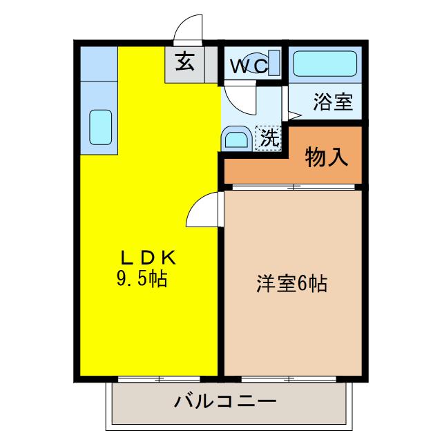 あかかべハイツ(1LDK/1階)の間取り写真
