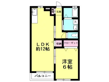 スチームクレストII(1LDK/1階)の間取り写真
