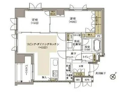 CONOE赤坂丹後町(2LDK/4階)の間取り写真
