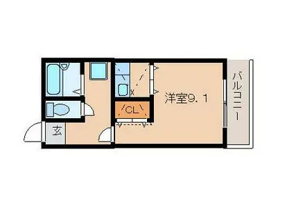 メゾンエスポワール(ワンルーム/2階)の間取り写真