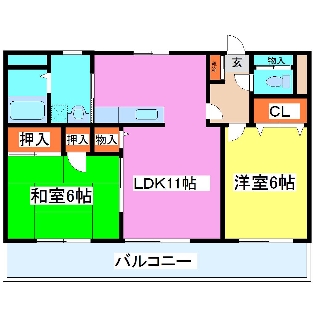 MARUYU第三ビル(2LDK/3階)の間取り写真