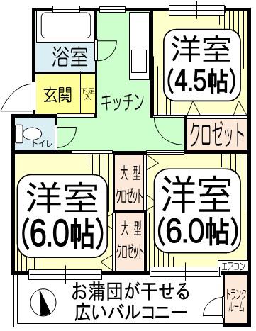 コーポラス若松(3DK/2階)の間取り写真