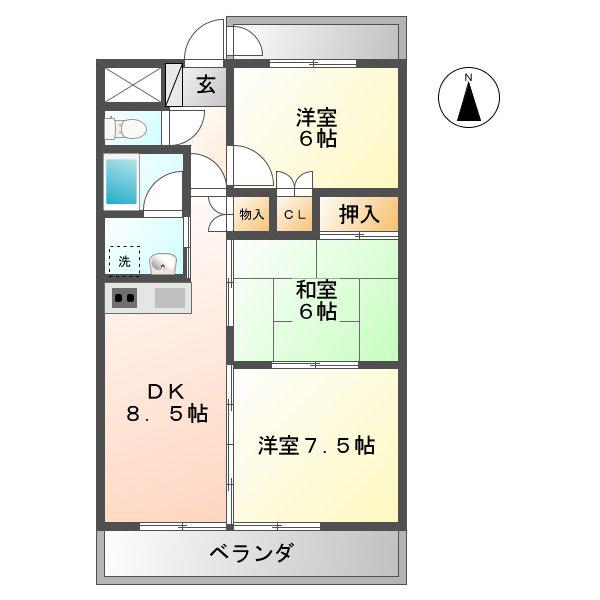 ラ・ミノール(3LDK/4階)の間取り写真