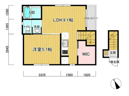 ゆたかPART2(1LDK/2階)の間取り写真
