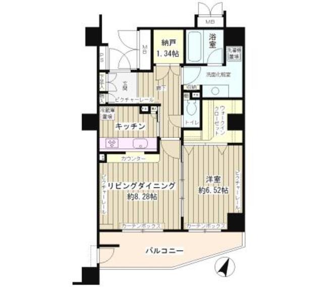 中目黒GTハイツ(1LDK/14階)の間取り写真