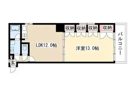 ラディアント矢場(1LDK/2階)の間取り写真
