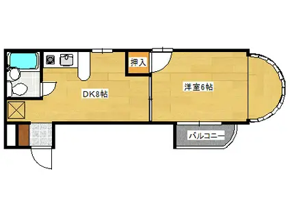 ヴィラ旭(1LDK/3階)の間取り写真