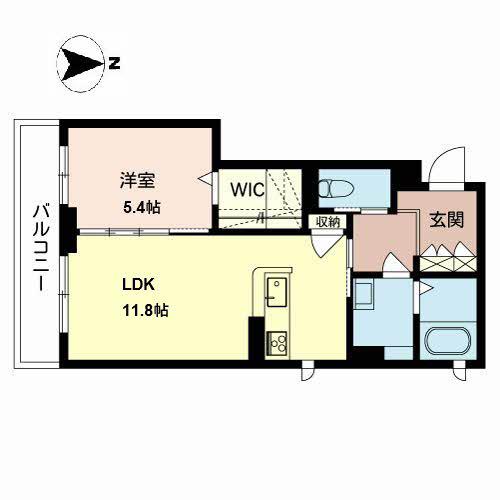 カーサレジオ山坂(1LDK/3階)の間取り写真