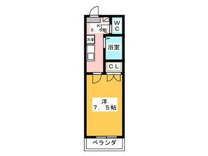 メゾン石塚(1K/1階)の間取り写真