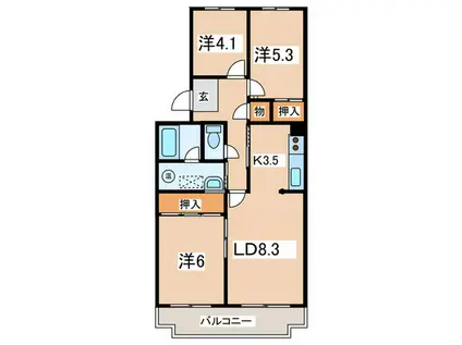 メゾンソノベ(3LDK/4階)の間取り写真