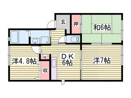 メゾンファミーユA棟(3DK/1階)の間取り写真
