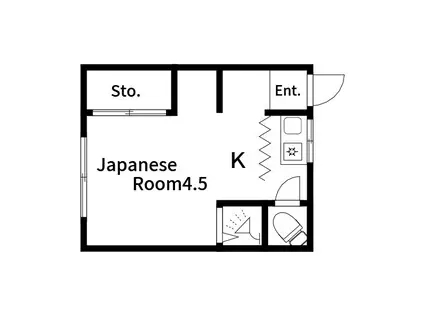 金子荘(ワンルーム/2階)の間取り写真