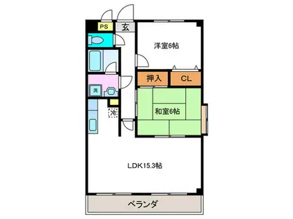 プリムローズ(2LDK/1階)の間取り写真