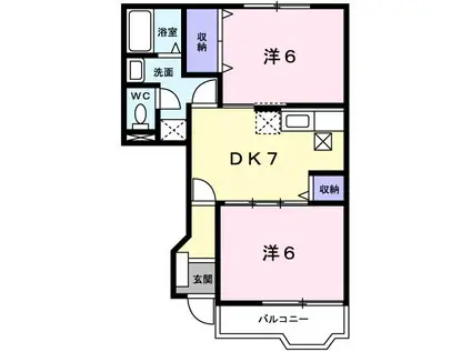 メゾンヒルズIII(2DK/1階)の間取り写真