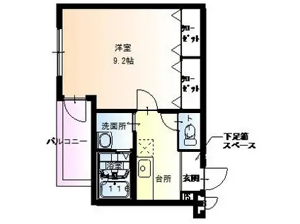 フジパレス諏訪ノ森1番館(1K/3階)の間取り写真